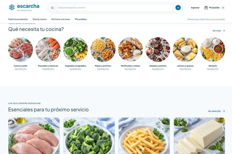 Así se ve el portal demo de Escarcha Alimentos